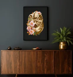 Anatomie du crâne V - Floral - Noir