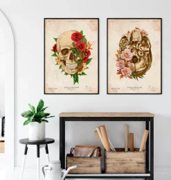 Anatomie du crâne V - Floral - Vintage