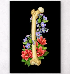 Anatomie du fémur - Floral - Noir