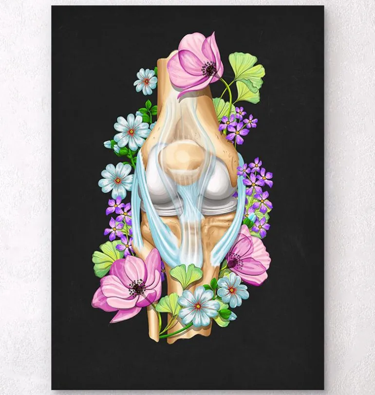 Anatomie du genou - Floral - Noir