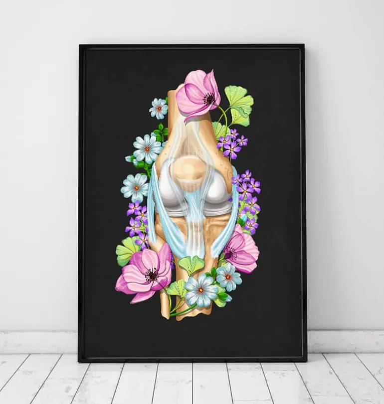 Anatomie du genou - Floral - Noir