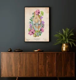 Anatomie du genou - Floral - Vintage
