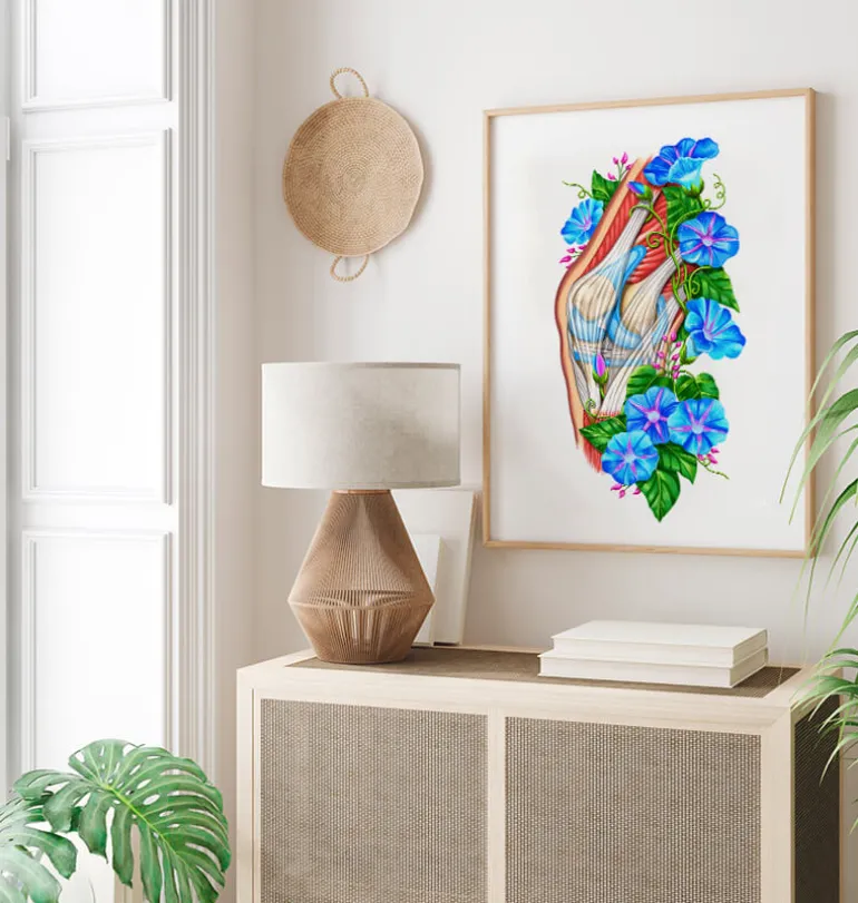 Anatomie du genou II - Floral - Blanc