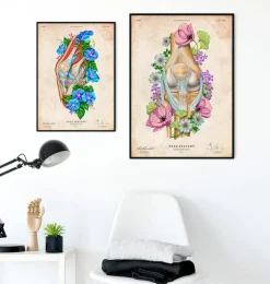 Anatomie du genou II - Floral - Vintage