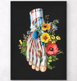 Anatomie du pied - Floral - Noir