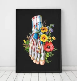 Anatomie du pied - Floral - Noir
