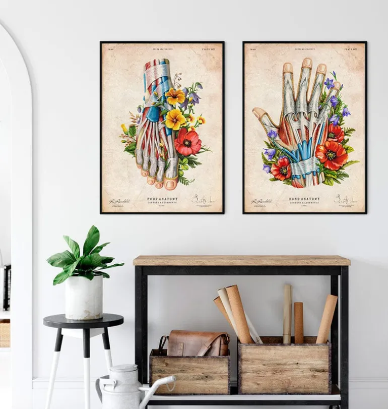 Anatomie du pied - Floral - Vintage