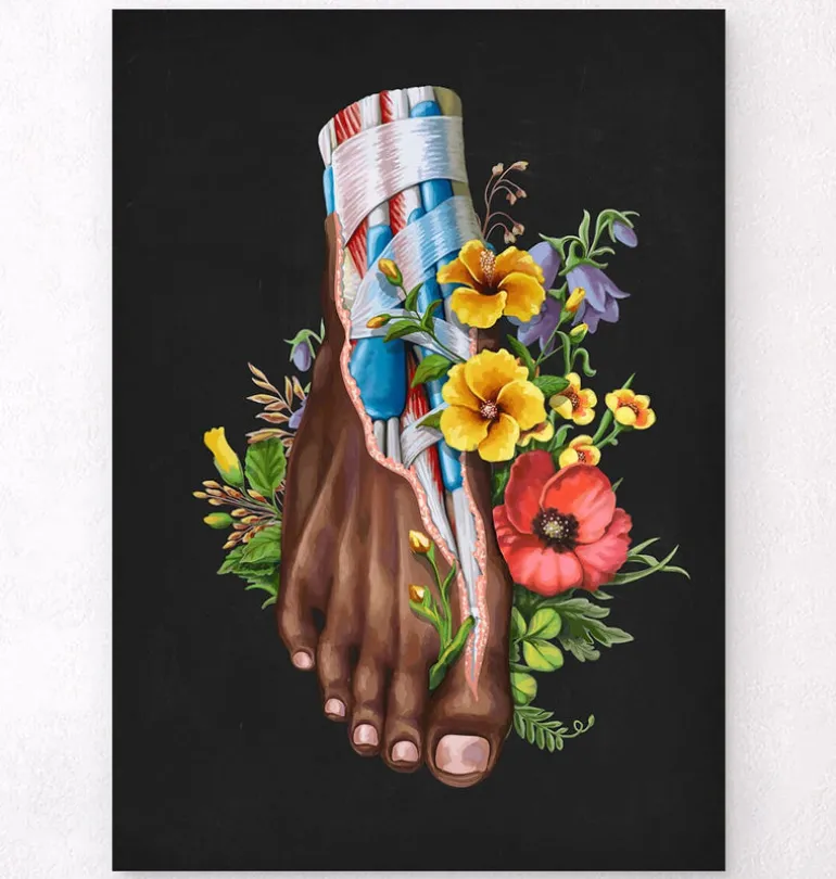 Anatomie du pied II - Floral - Noir