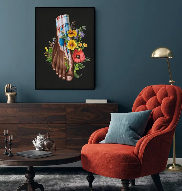 Anatomie du pied II - Floral - Noir