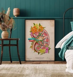 Anatomie du rein II - Floral - Vintage