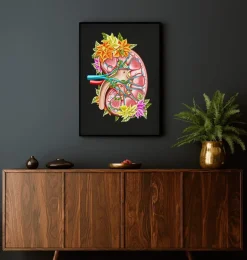Anatomie du rein II - Floral - Noir