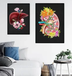 Anatomie du rein II - Floral - Noir