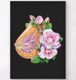 Anatomie du sein - Floral - Noir