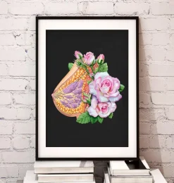 Anatomie du sein - Floral - Noir