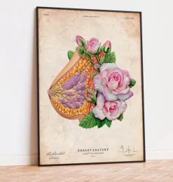 Anatomie du sein - Floral - Vieux papier