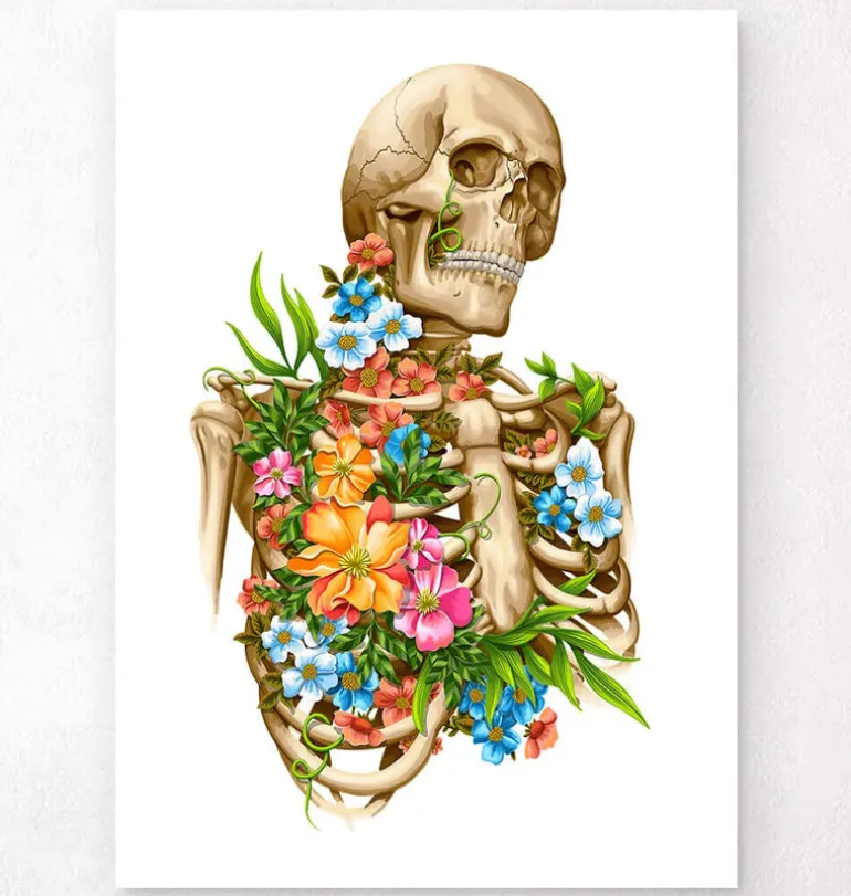 Anatomie du squelette - Floral - Blanc