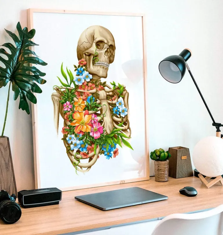 Anatomie du squelette - Floral - Blanc