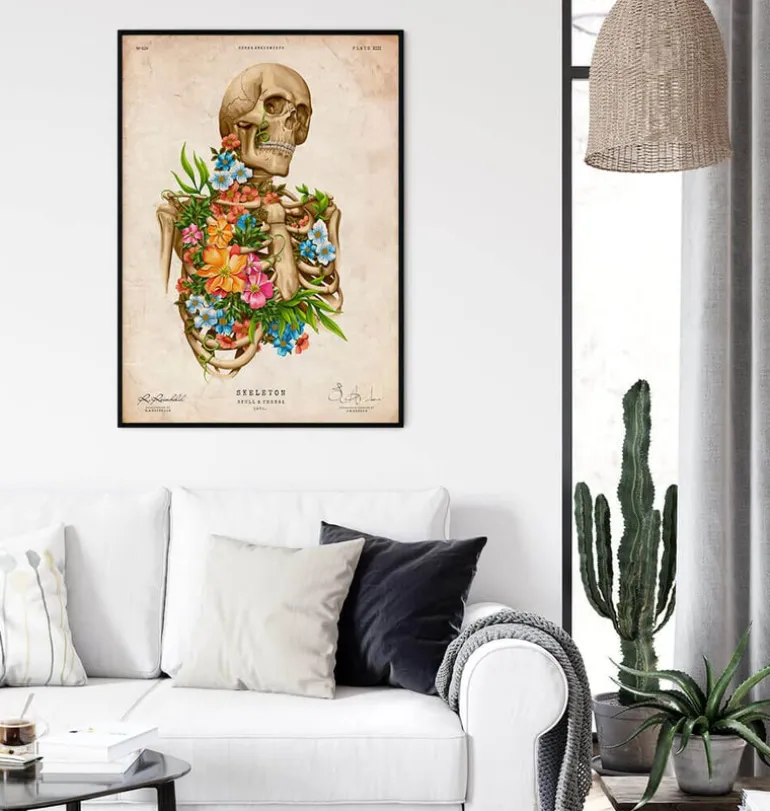 Anatomie du squelette - Floral - Vintage