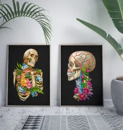 Anatomie du squelette - Floral - Noir
