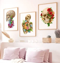 Anatomie du squelette - Floral - Blanc
