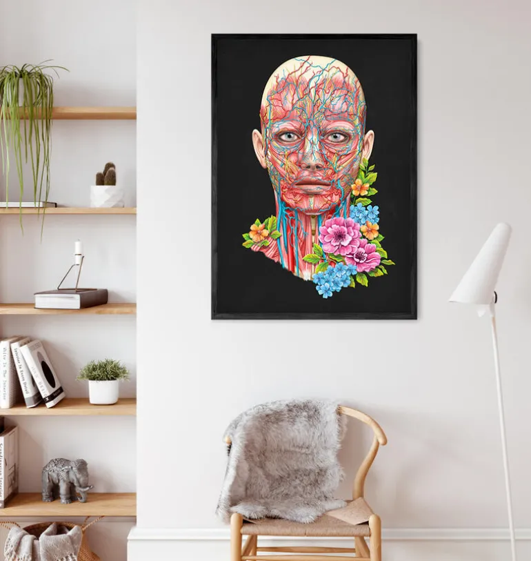 Anatomie du visage - Floral - Noir
