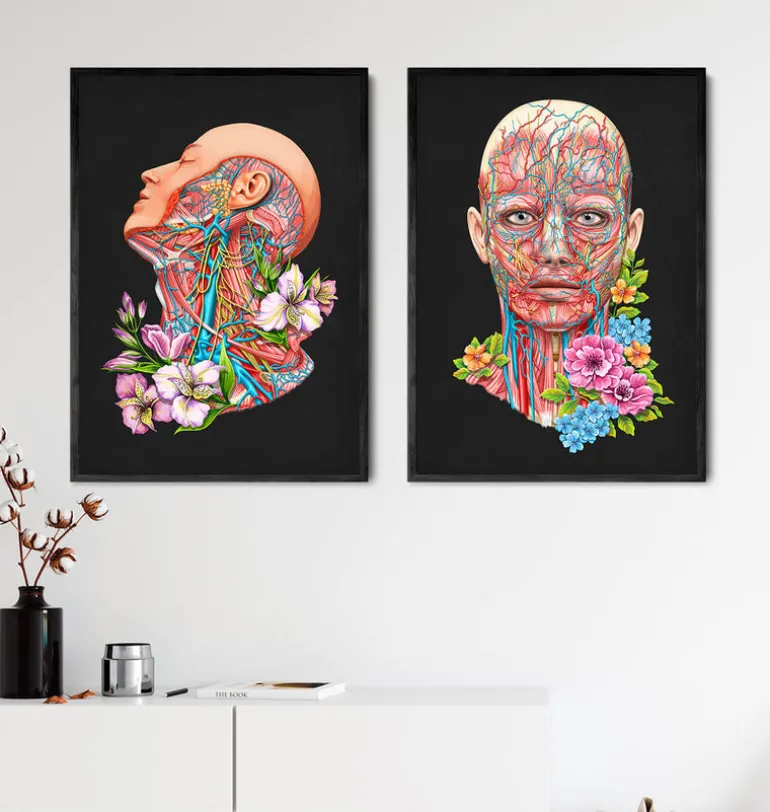 Anatomie du visage - Floral - Noir
