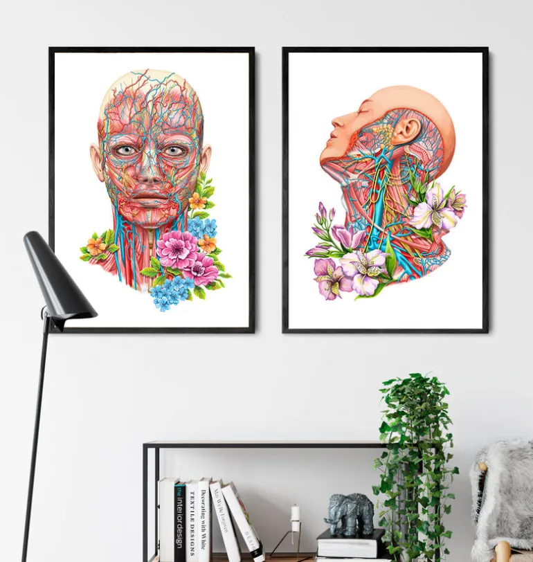Anatomie du visage - Floral - Blanc