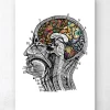 Art du cerveau floral - Blanc