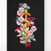 Bâton d'Asclépios avec Fleurs - Noir