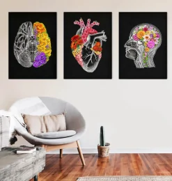 Cerveau anatomique avec fleurs II