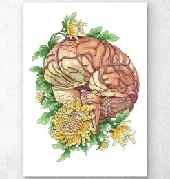Cerveau avec des fleurs