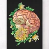 Cerveau avec fleurs - Noir