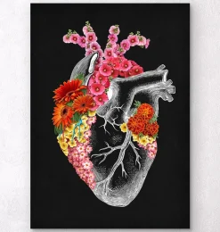 Coeur anatomique avec fleurs II