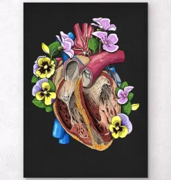 Coeur avec fleurs II - Noir