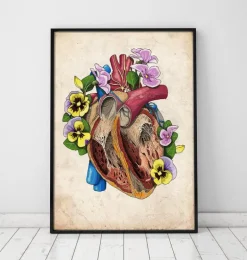 Coeur avec fleurs II - Vieux papier