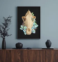 Crâne de chien - Floral - Noir