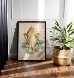 Crâne de chien - Floral - Vintage