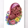 Foetus in a utérus - Floral - Blanc