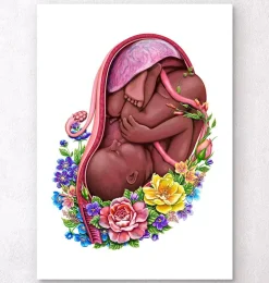 Foetus in a utérus - Floral - Blanc
