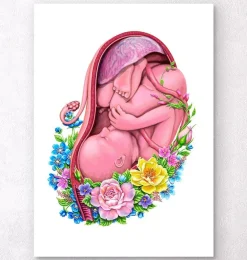 Foetus in a utérus - Floral - Blanc