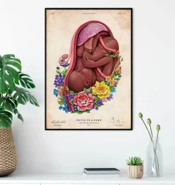 Foetus in a utérus - Floral - Blanc