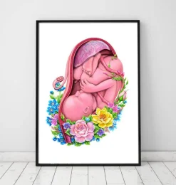 Foetus in a utérus - Floral - Blanc