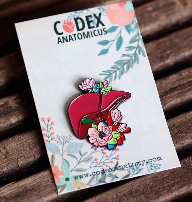 Foie aux fleurs - Pin's émail