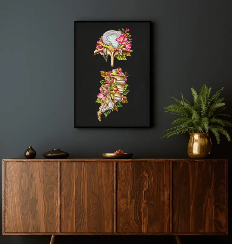 Hernie discale - Floral - Noir