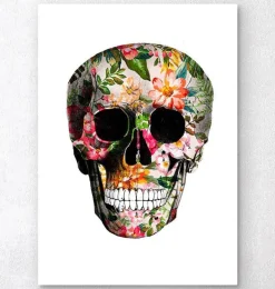 Impression d'art crâne floral - Blanc