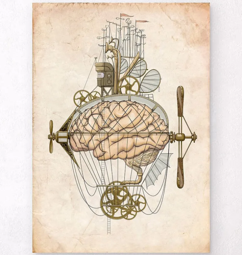 Impression d'art Steampunk cerveau