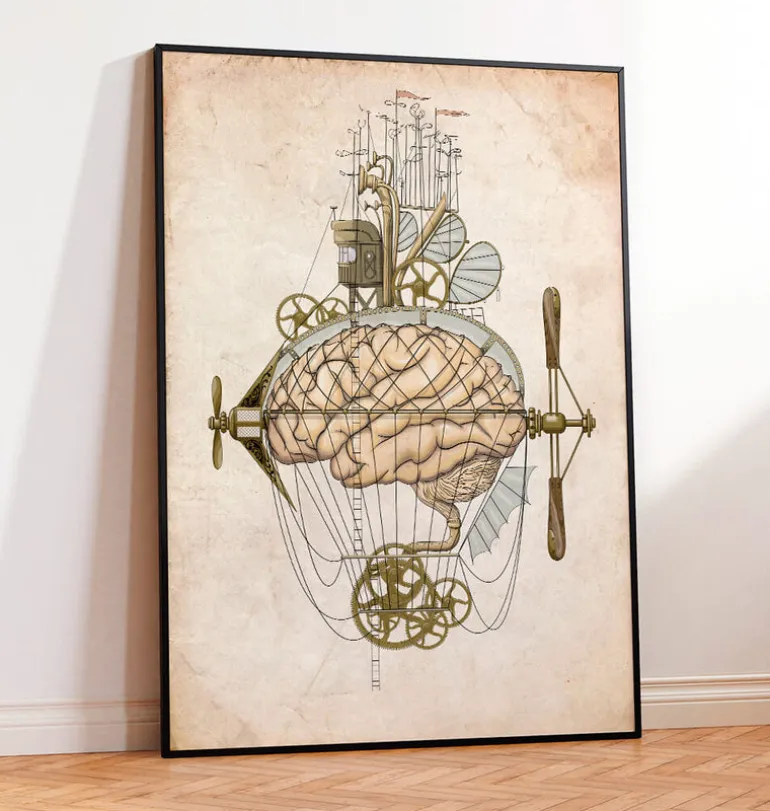 Impression d'art Steampunk cerveau