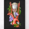 Larynx, thyroïde et aorte - Aquarelle - Noir