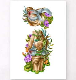 Lésion méniscale - Floral - Blanc
