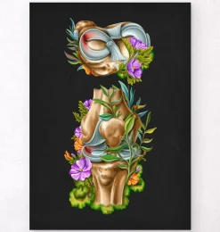 Lésion méniscale - Floral - Noir